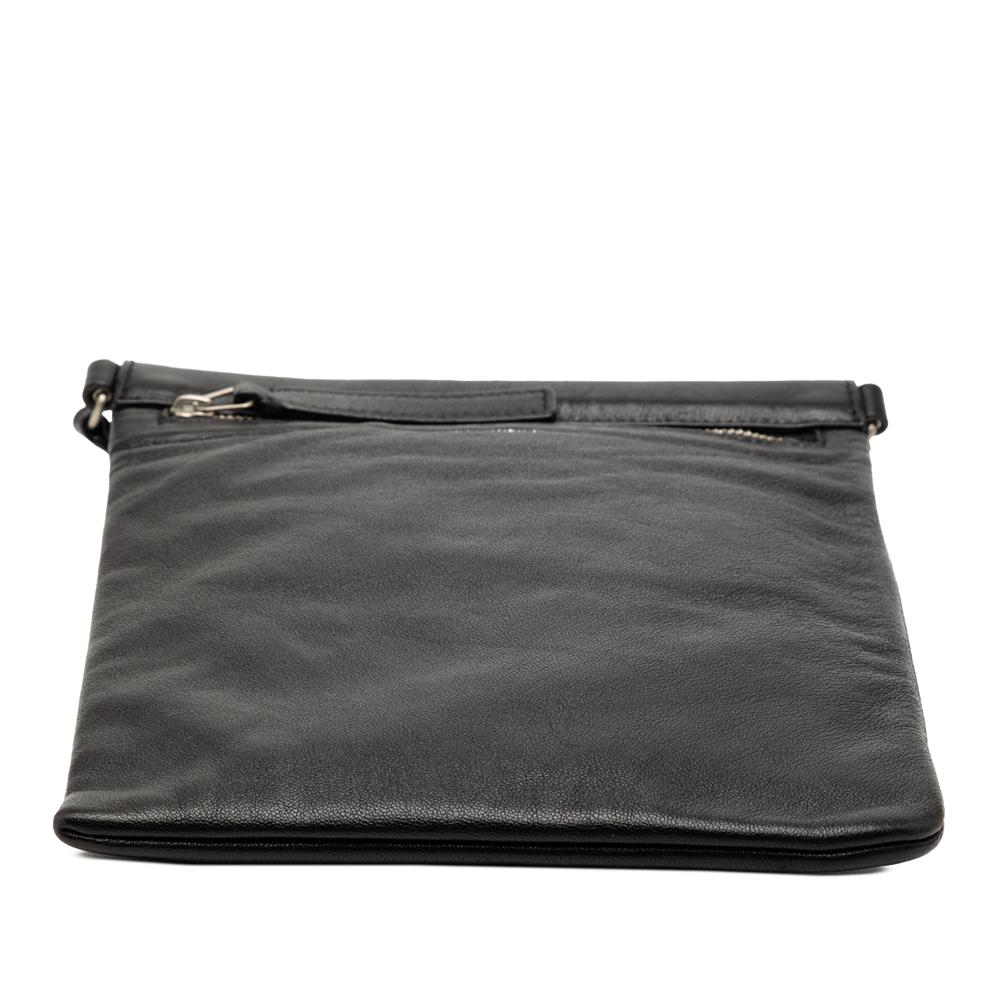 Saint Laurent AB Saint Laurent Black Lambskin Leather Leather Antiqued Lambskin Sid Flat Crossbody Italy