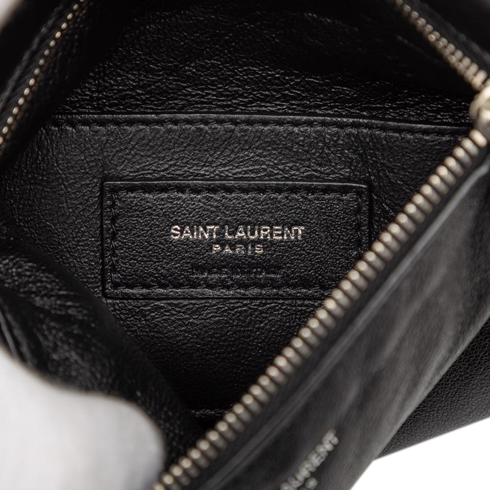 Saint Laurent AB Saint Laurent Black Lambskin Leather Leather Antiqued Lambskin Sid Flat Crossbody Italy