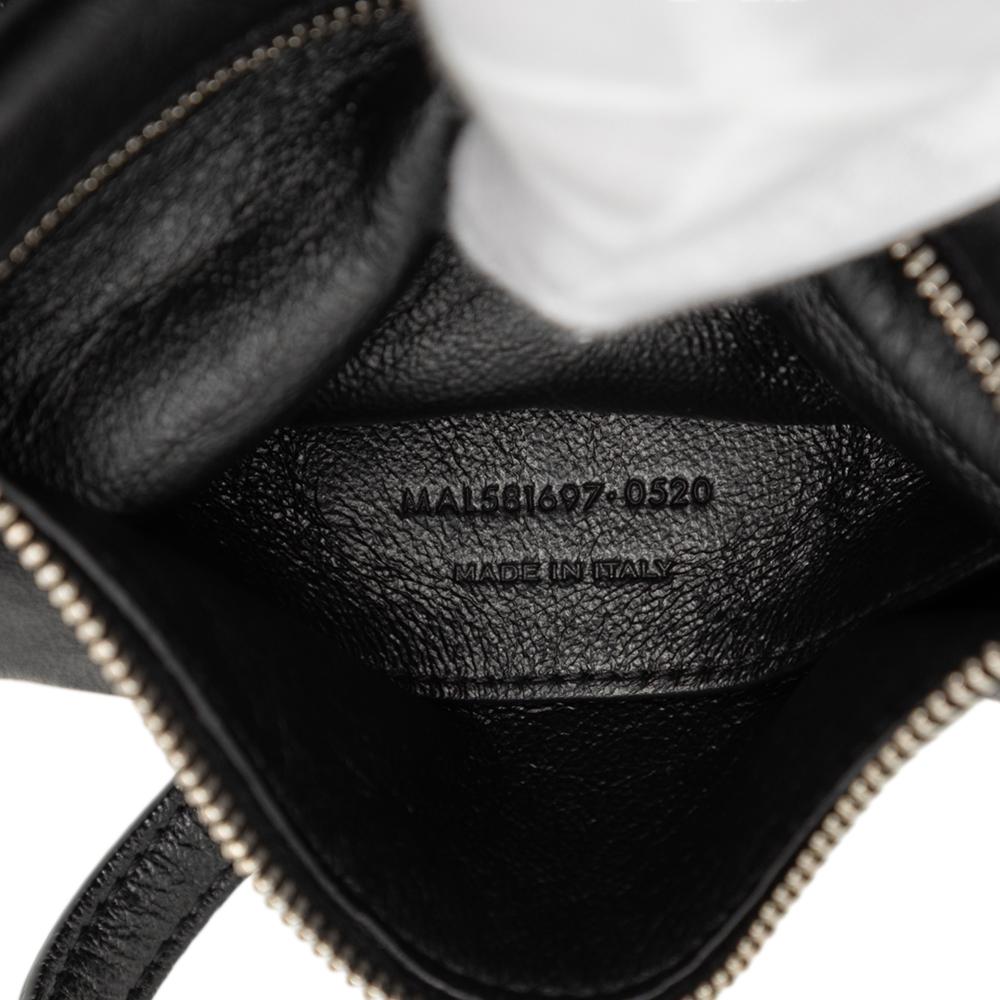 Saint Laurent AB Saint Laurent Black Lambskin Leather Leather Antiqued Lambskin Sid Flat Crossbody Italy