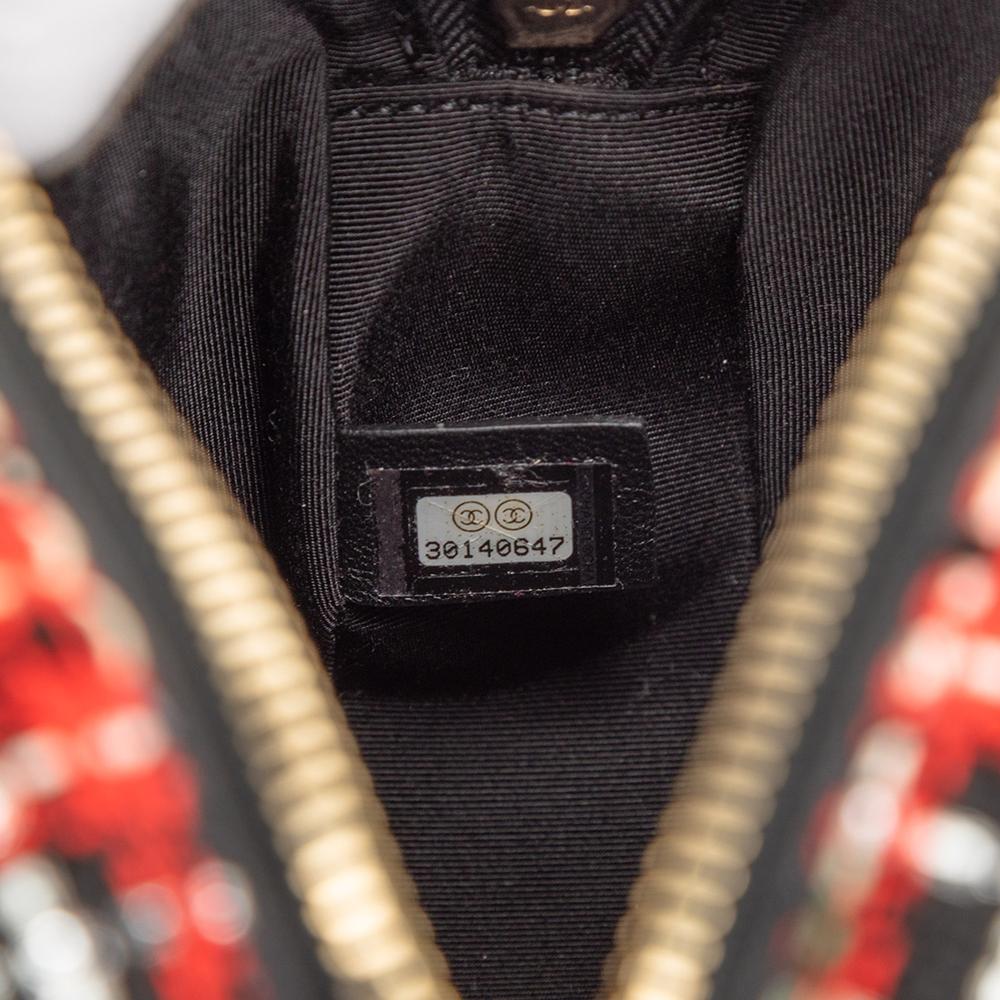 Chanel AB Chanel Red with Black Tweed Fabric and Lambskin Coco Midnight Camera Bag Italy