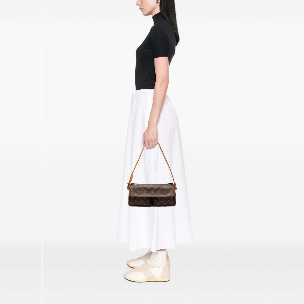 Louis Vuitton B Louis Vuitton Brown Monogram Canvas Fabric Monogram Viva Cite MM France