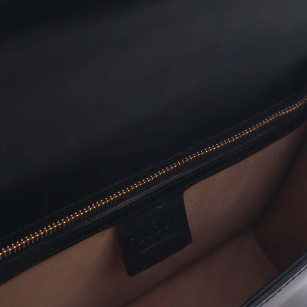 Gucci AB Gucci Black Calf Leather Small Sylvie Web Satchel Italy