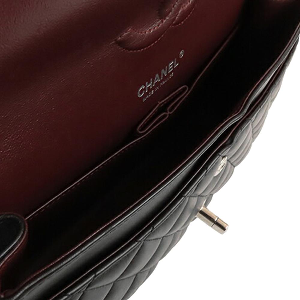 Chanel B Chanel Black Lambskin Leather Leather Medium Classic Lambskin Double Flap France