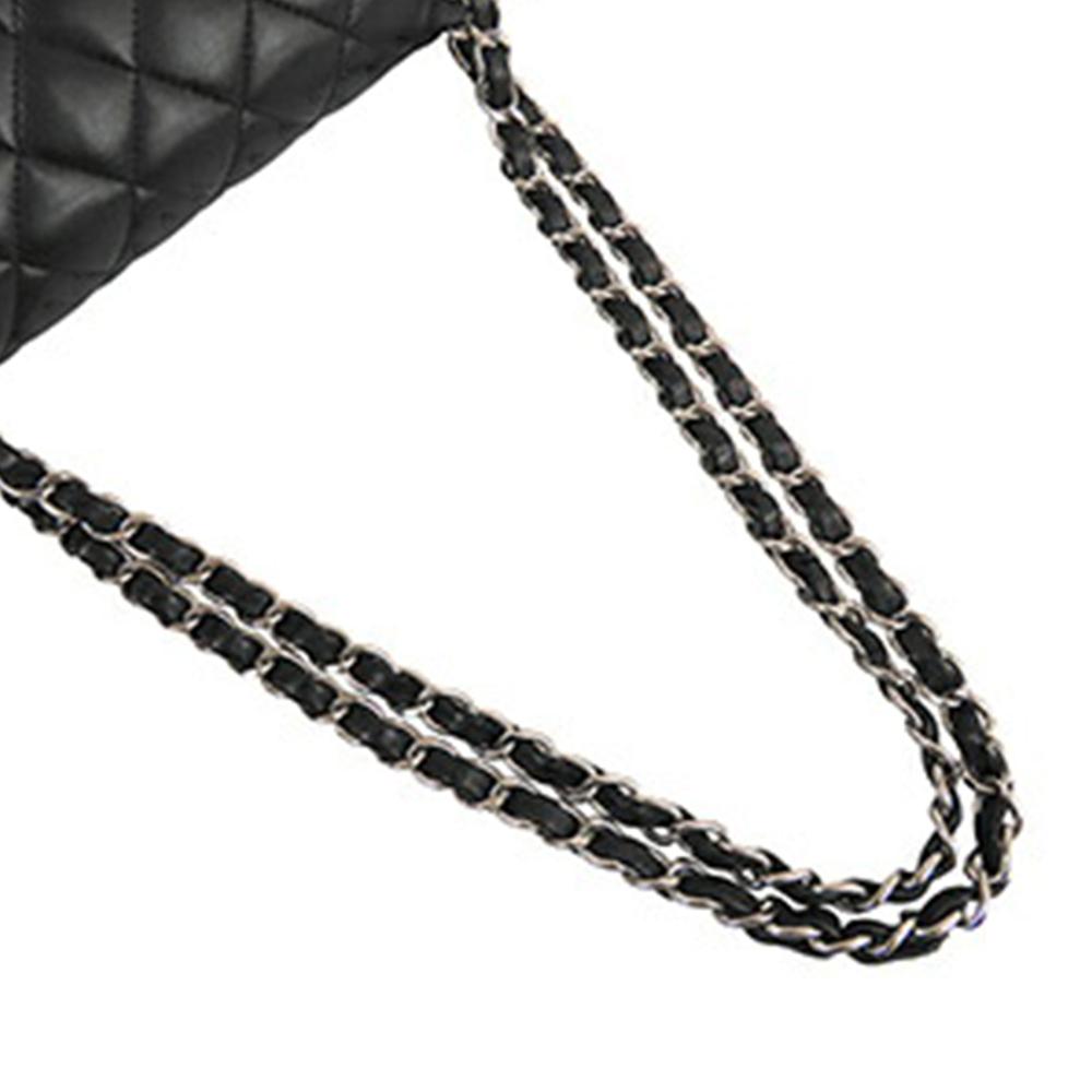 Chanel B Chanel Black Lambskin Leather Leather Medium Classic Lambskin Double Flap France