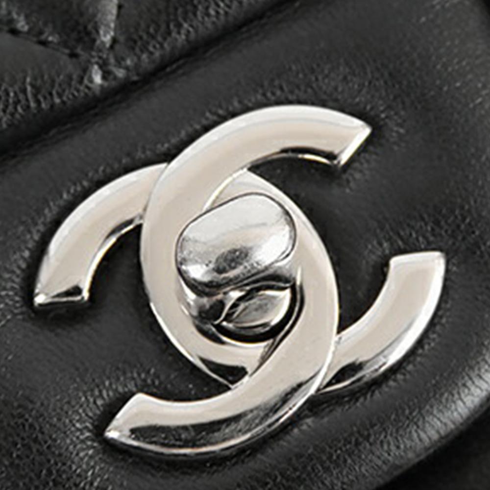 Chanel B Chanel Black Lambskin Leather Leather Medium Classic Lambskin Double Flap France