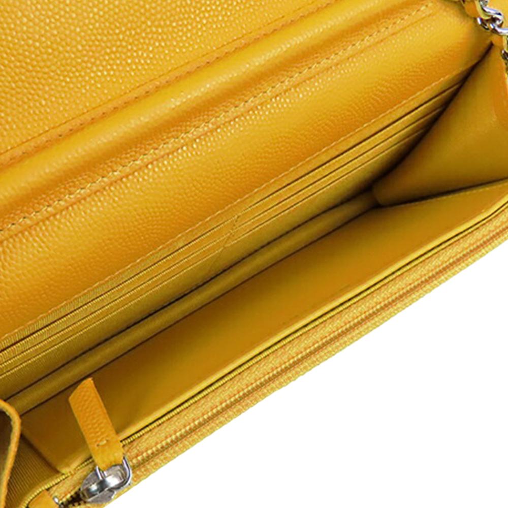Chanel AB Chanel Yellow Caviar Leather Leather CC Chevron Caviar Wallet On Chain Italy