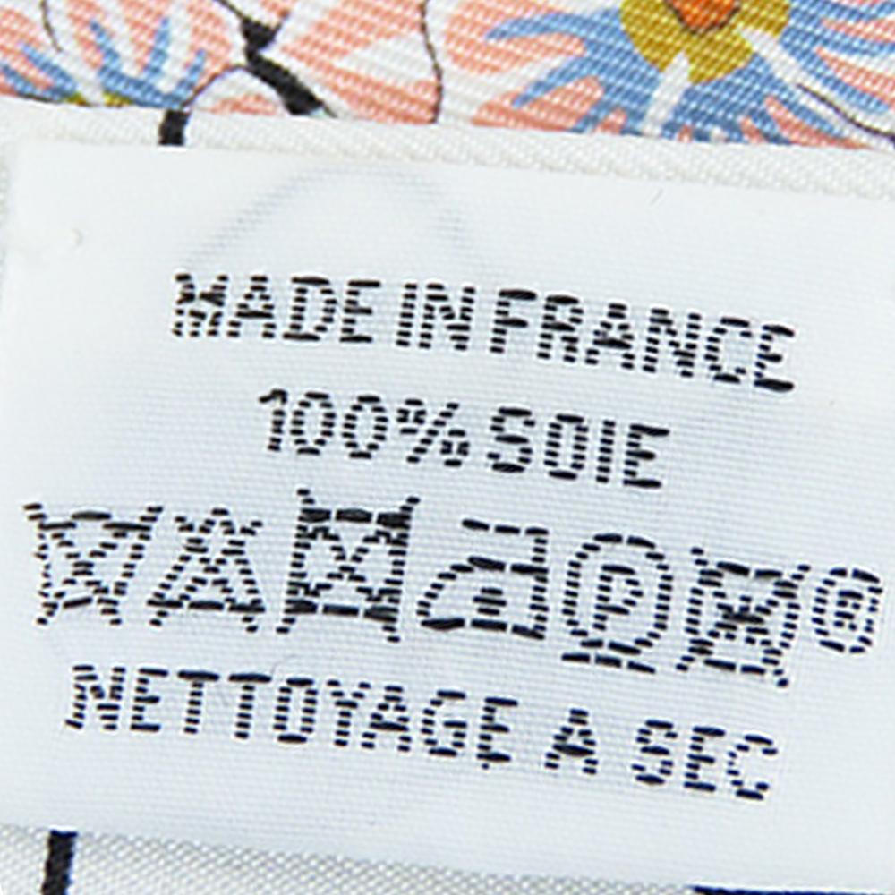 Hermès AB Hermès Black with White Silk Fabric Brides de Gala en Fleurs Twilly Scarf France