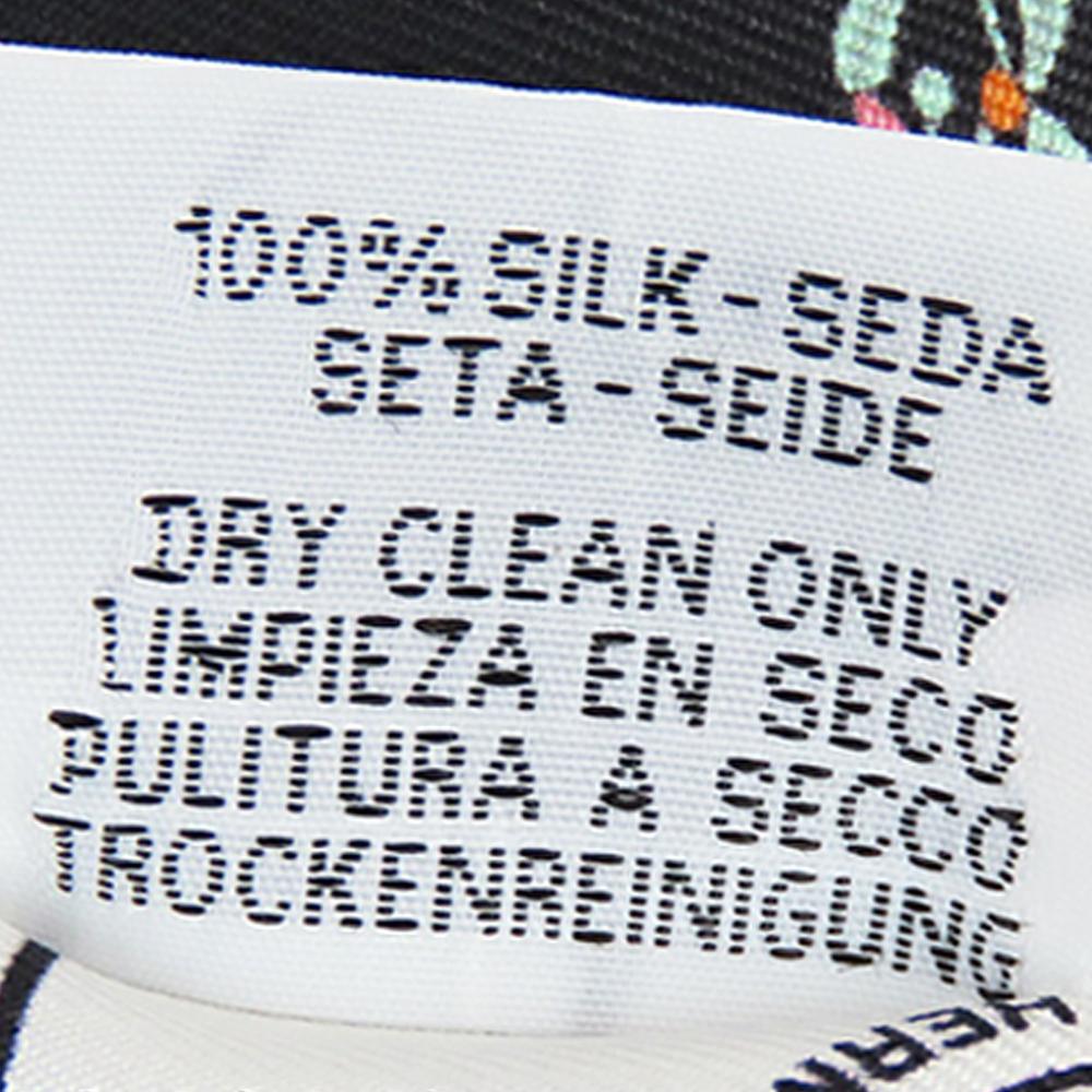 Hermès AB Hermès Black with White Silk Fabric Brides de Gala en Fleurs Twilly Scarf France