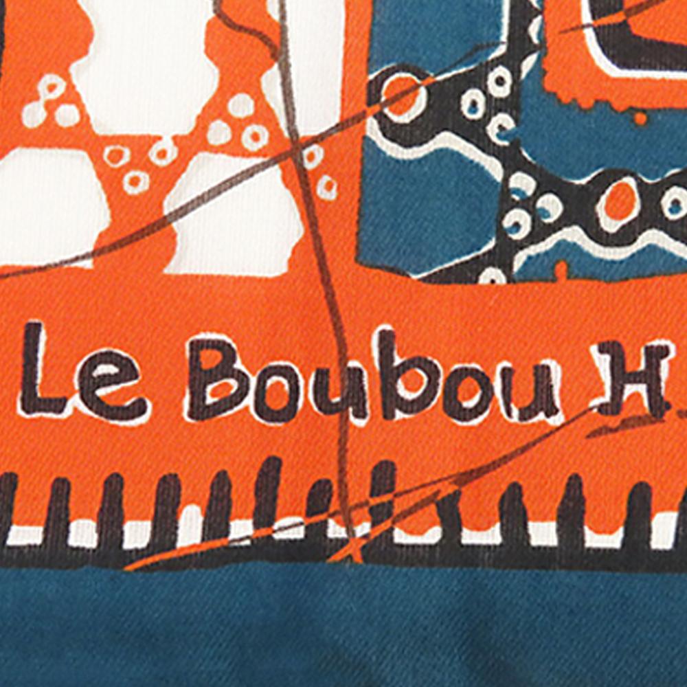 Hermès B Hermès Orange with Blue Cotton Fabric Le Boubou H Scarf Carre 65 France