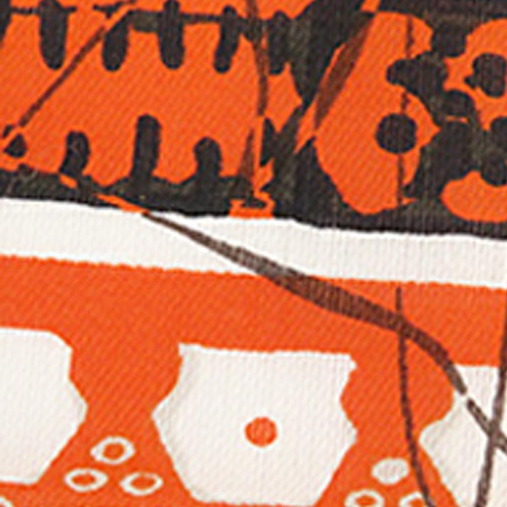 Hermès B Hermès Orange with Blue Cotton Fabric Le Boubou H Scarf Carre 65 France