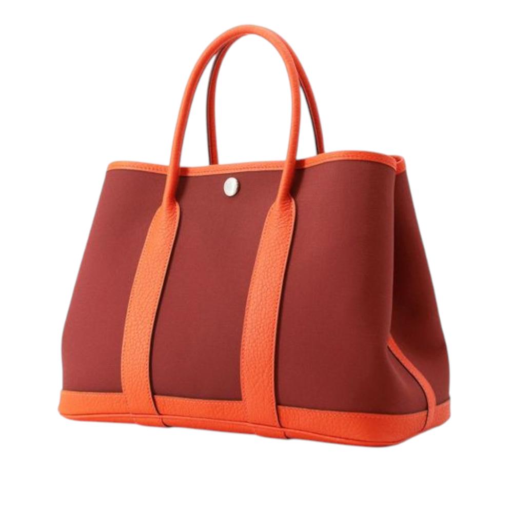 Hermès AB Hermès Red Burgundy Canvas Fabric Toile and Negonda Garden Party 30 France