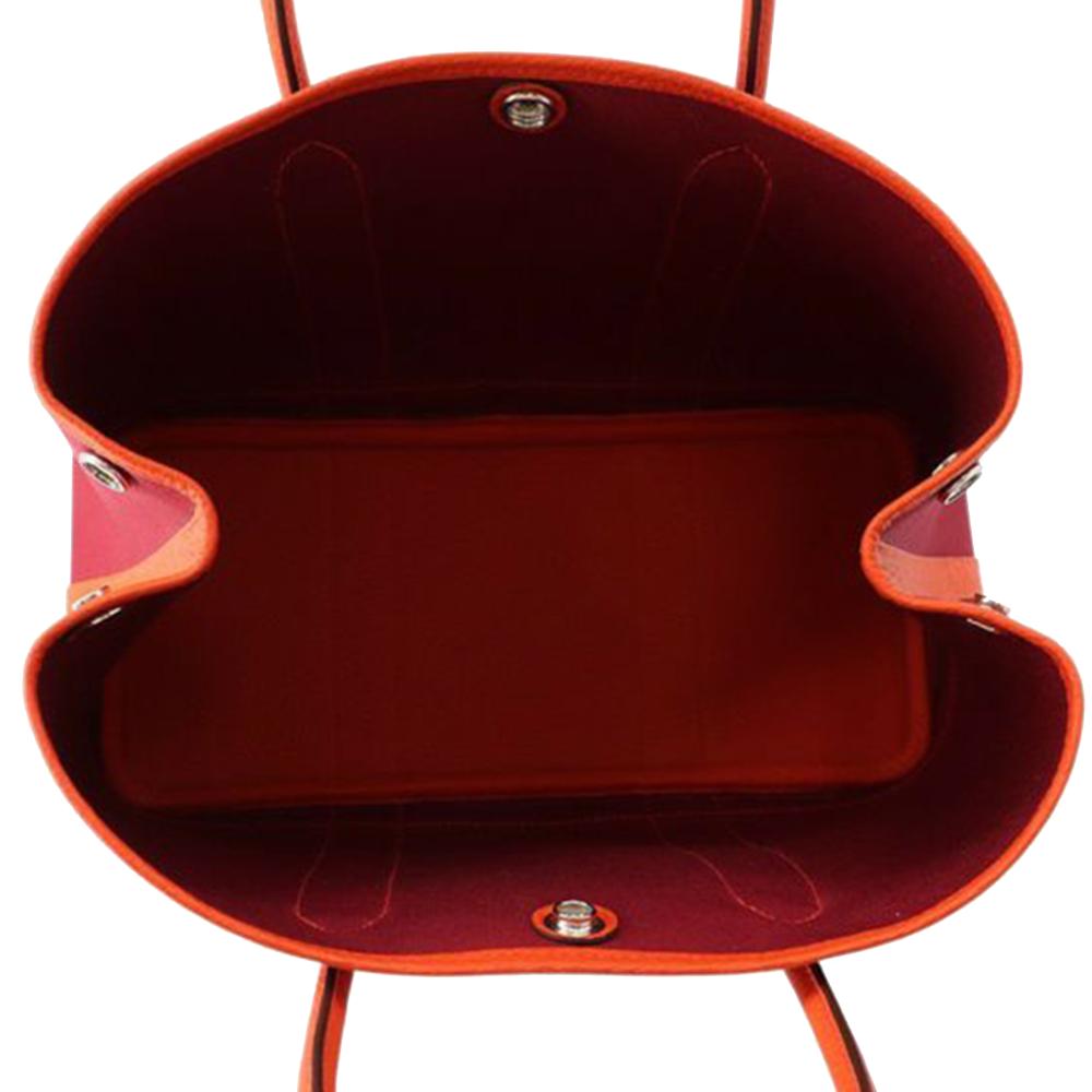 Hermès AB Hermès Red Burgundy Canvas Fabric Toile and Negonda Garden Party 30 France