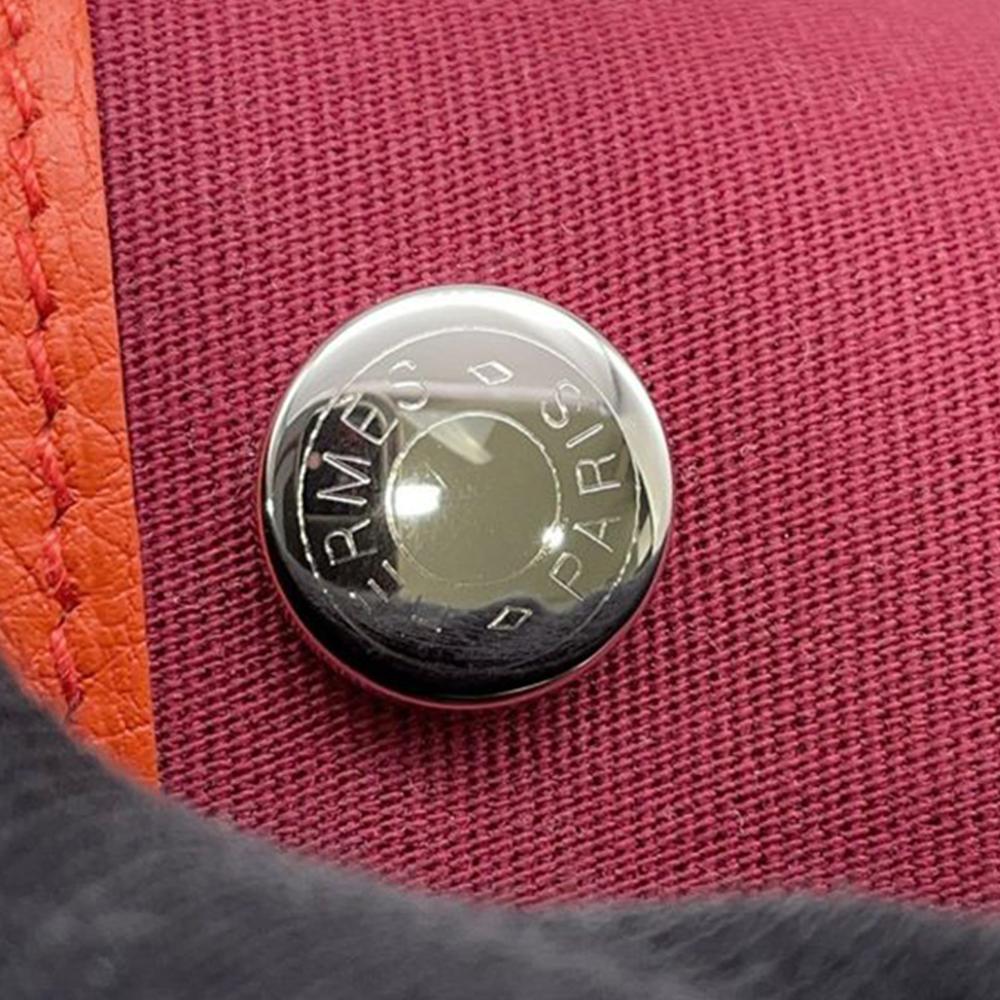 Hermès AB Hermès Red Burgundy Canvas Fabric Toile and Negonda Garden Party 30 France