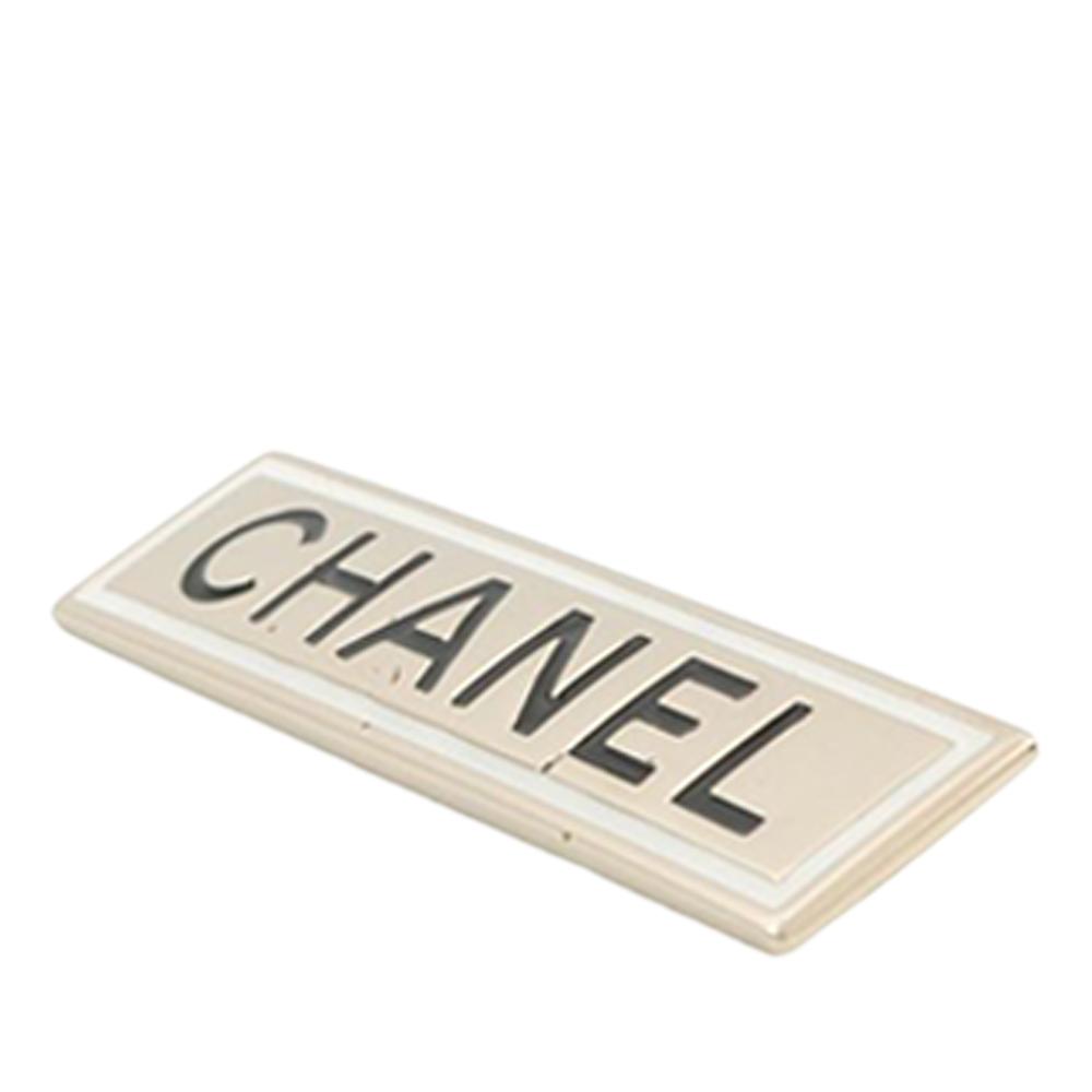 Chanel B Chanel Gold Gold Plated Metal Logo Plate Brooch Italy