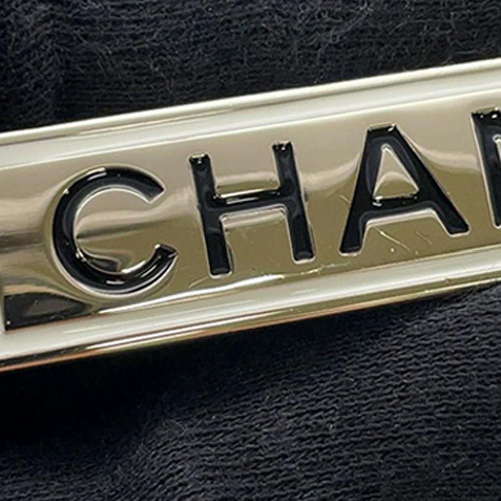 Chanel B Chanel Gold Gold Plated Metal Logo Plate Brooch Italy
