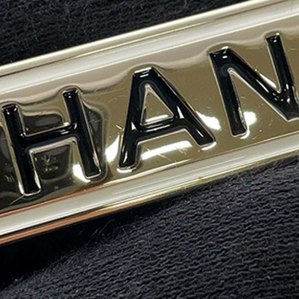 Chanel B Chanel Gold Gold Plated Metal Logo Plate Brooch Italy