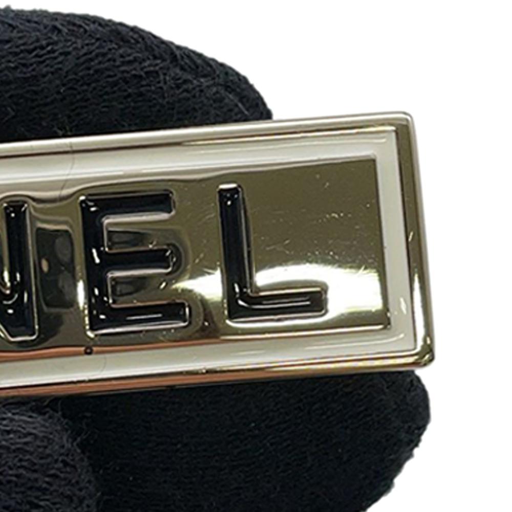 Chanel B Chanel Gold Gold Plated Metal Logo Plate Brooch Italy