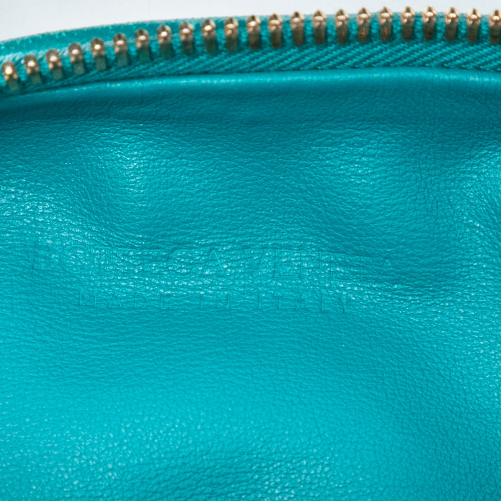 Bottega Veneta Jodie Mini Intrecciato Leather Hobo Handbag Blue