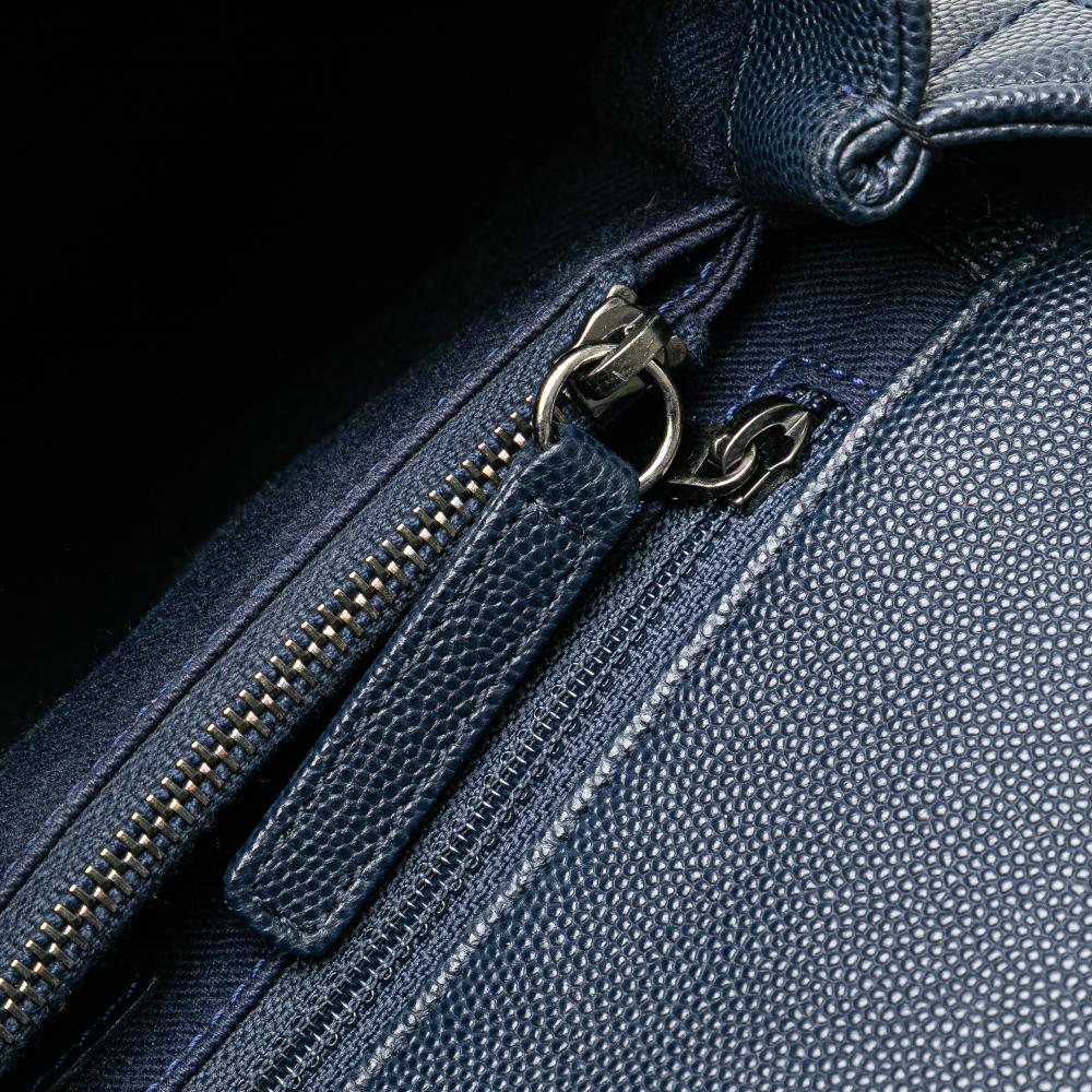 Chanel B Chanel Blue Navy Caviar Leather Leather Large Caviar Coco Top Handle Bag Italy