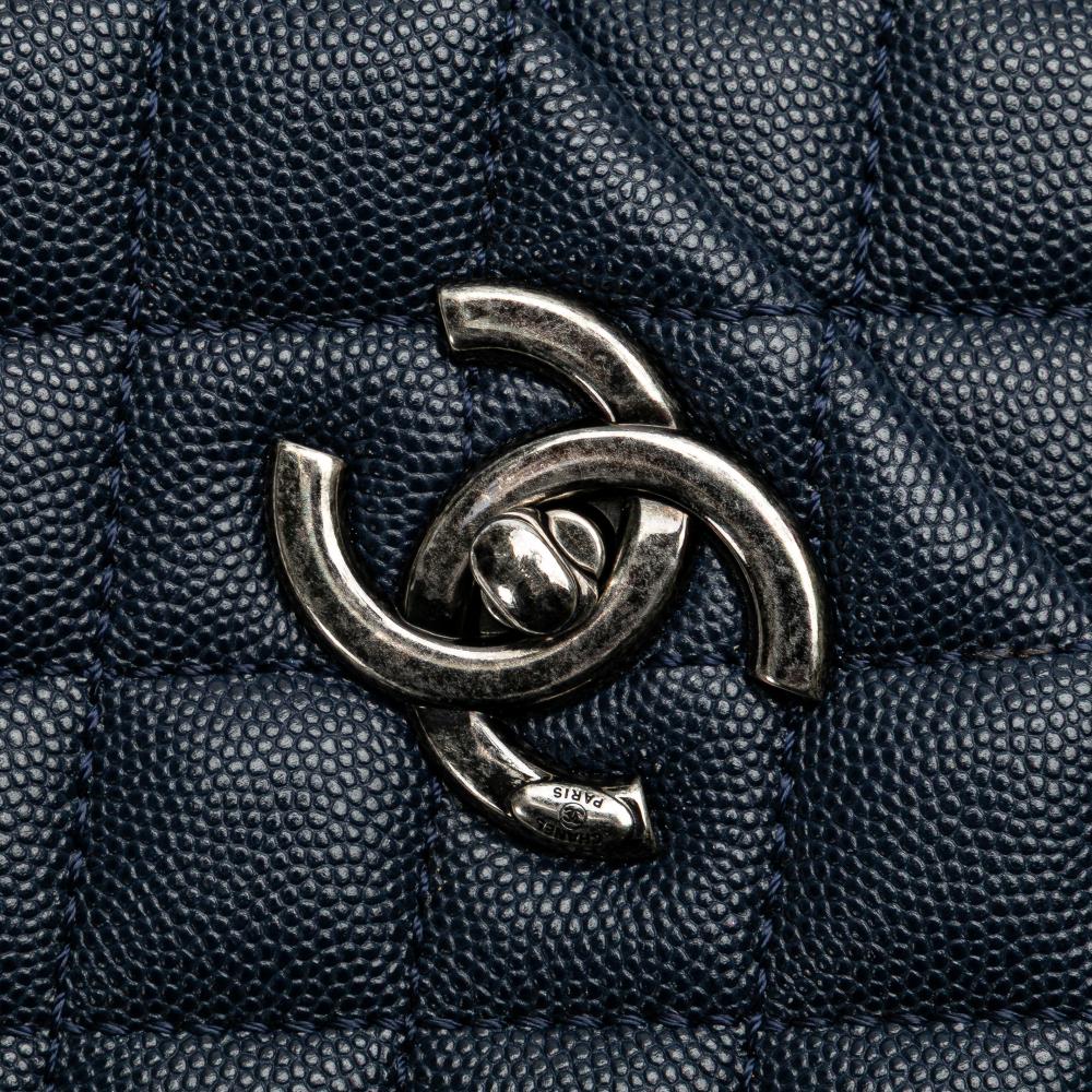 Chanel B Chanel Blue Navy Caviar Leather Leather Large Caviar Coco Top Handle Bag Italy
