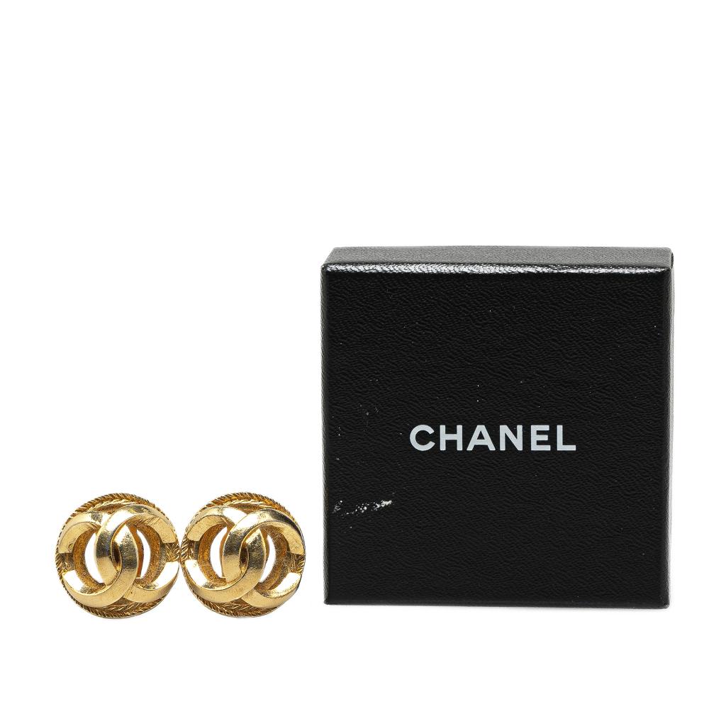 Chanel B Chanel Gold Gold Plated Metal CC Clip On Earrings France