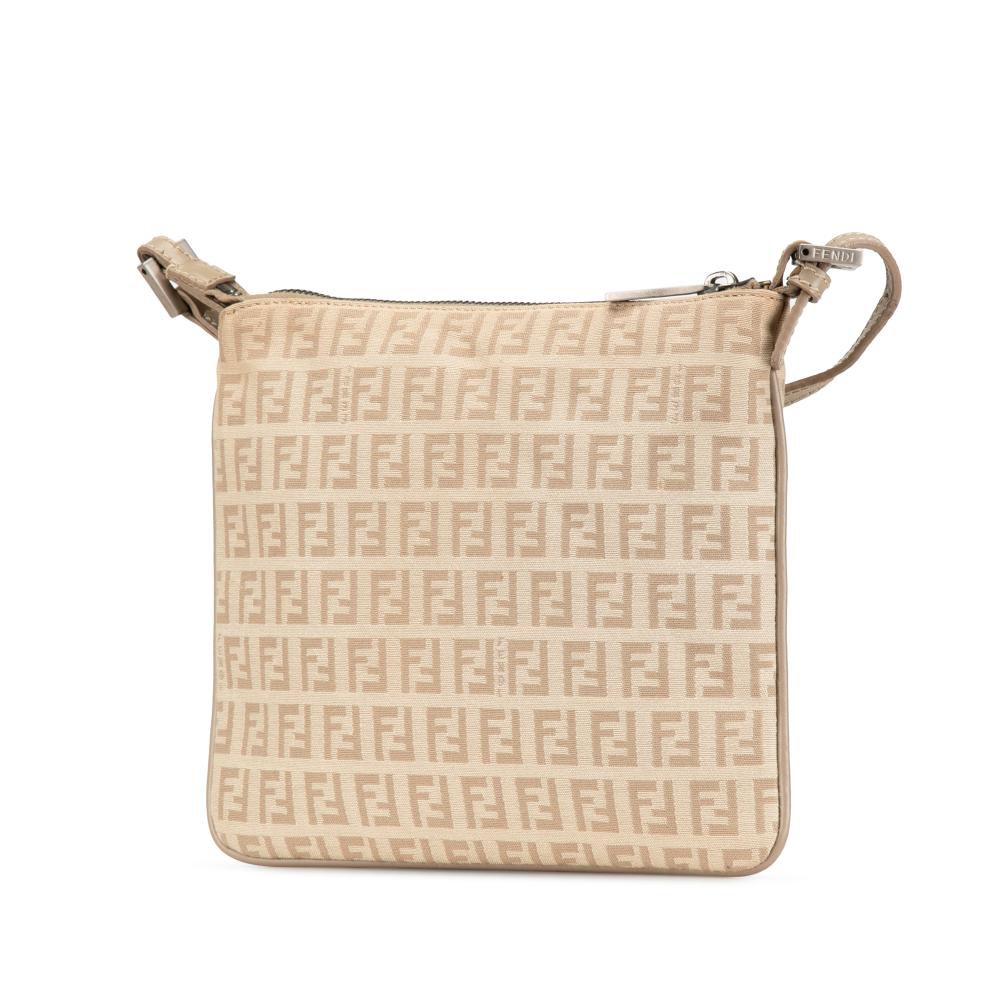 Fendi B Fendi Brown Beige Canvas Fabric Zucchino Crossbody Italy