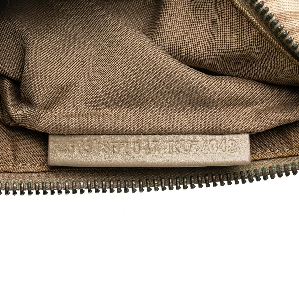 Fendi B Fendi Brown Beige Canvas Fabric Zucchino Crossbody Italy