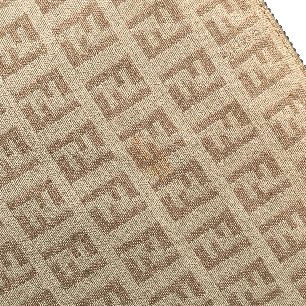 Fendi B Fendi Brown Beige Canvas Fabric Zucchino Crossbody Italy