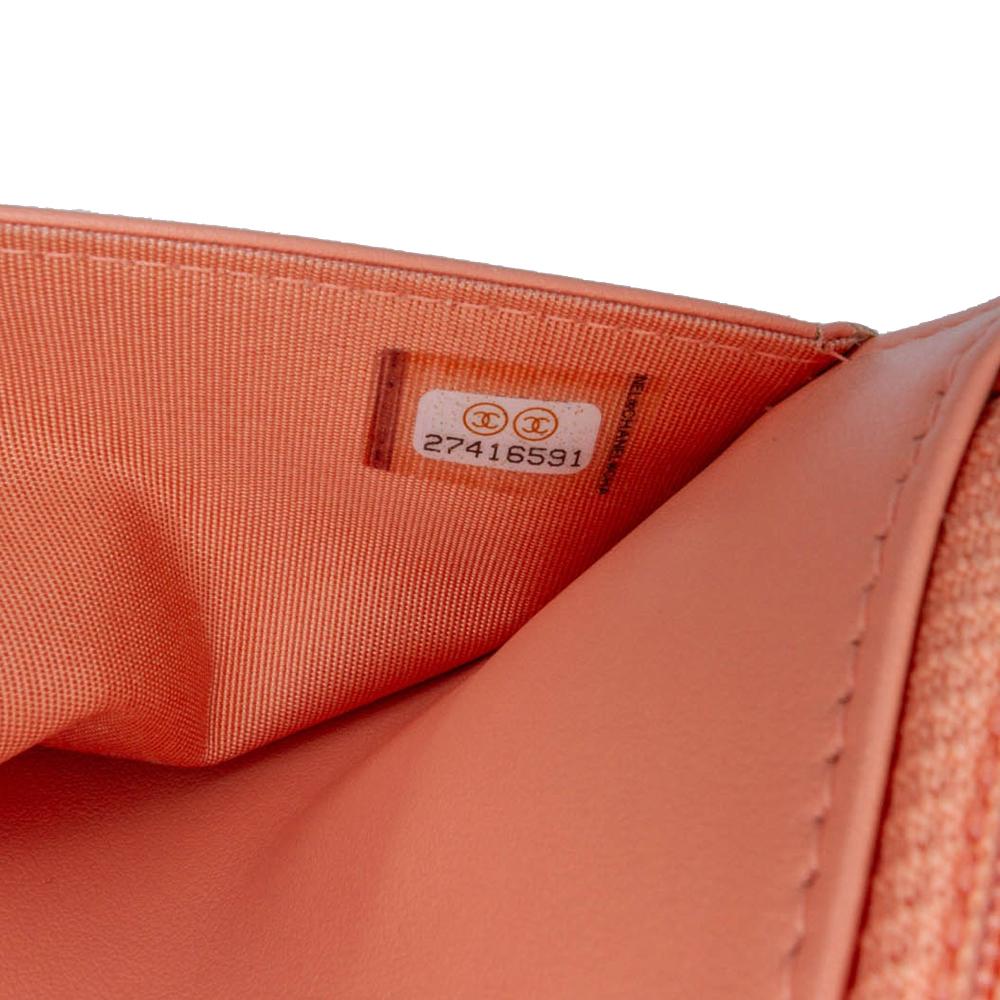 Chanel B Chanel Pink Salmon Caviar Leather Leather Quilted Caviar Boy Wallet on Chain Italy