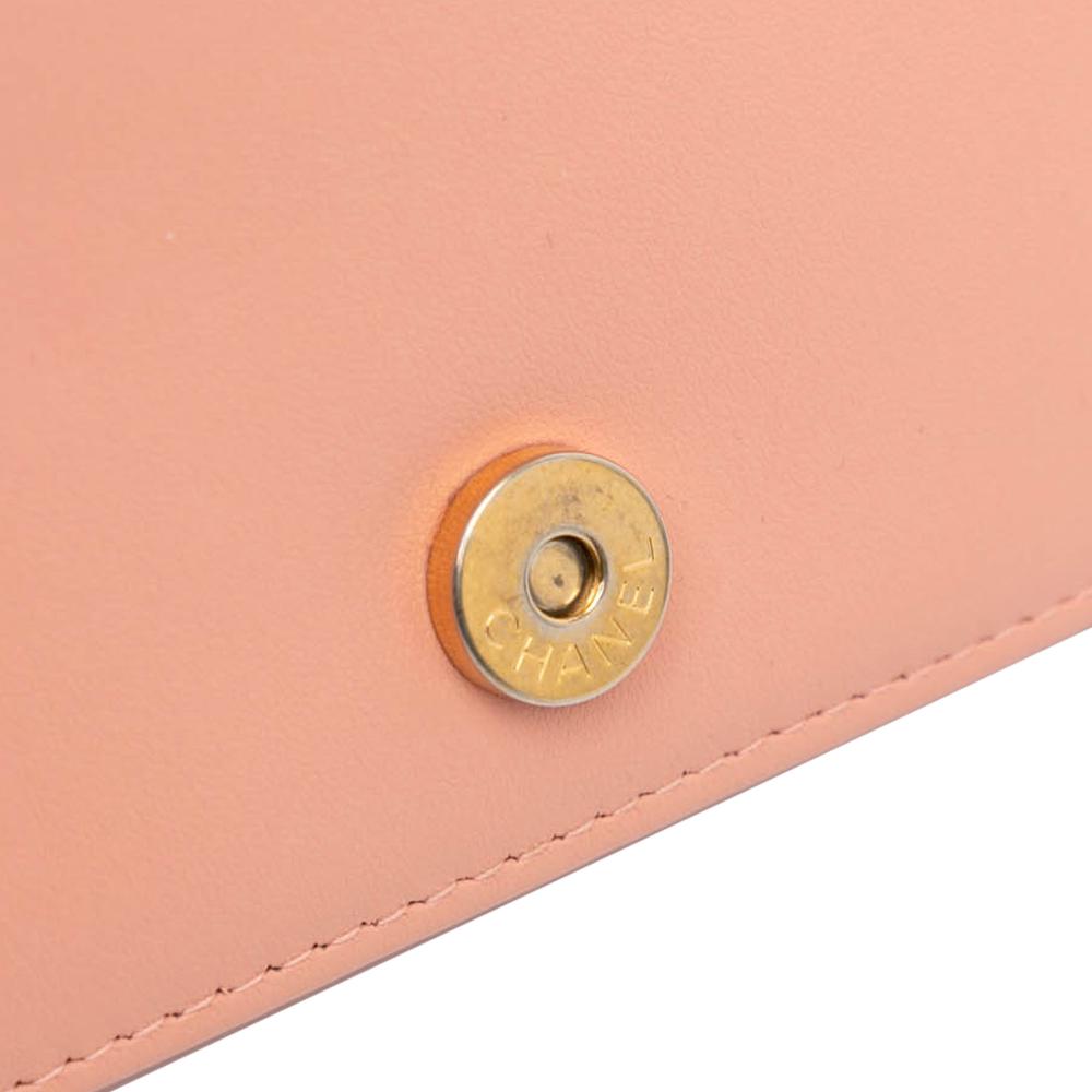 Chanel B Chanel Pink Salmon Caviar Leather Leather Quilted Caviar Boy Wallet on Chain Italy