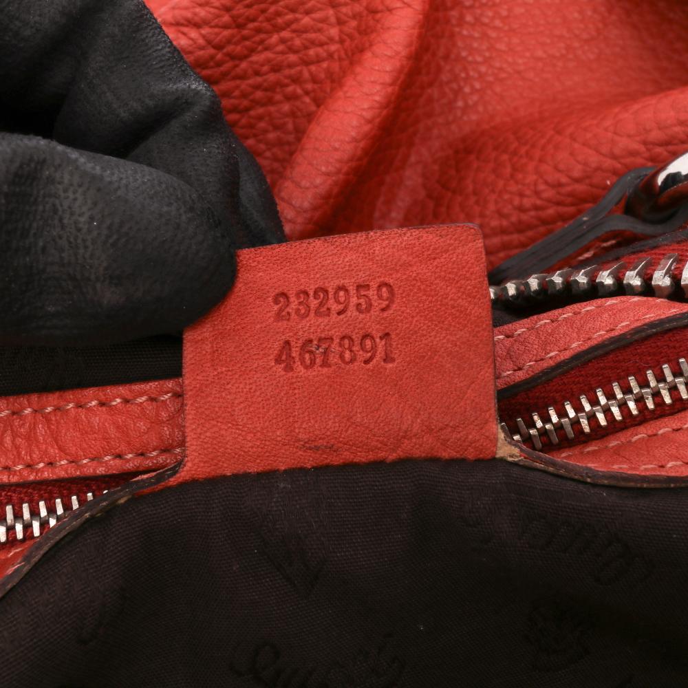 Gucci B Gucci Orange Calf Leather Medium Bamboo Bar Tote Italy