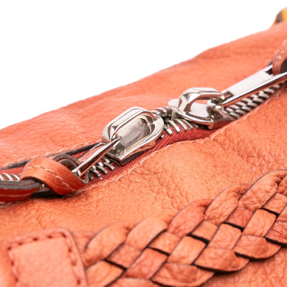 Gucci B Gucci Orange Calf Leather Medium Bamboo Bar Tote Italy