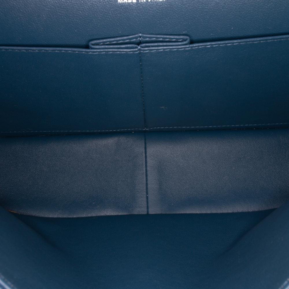 Chanel AB Chanel Blue Peacock Caviar Leather Leather Jumbo Classic Iridescent Caviar Double Flap Italy