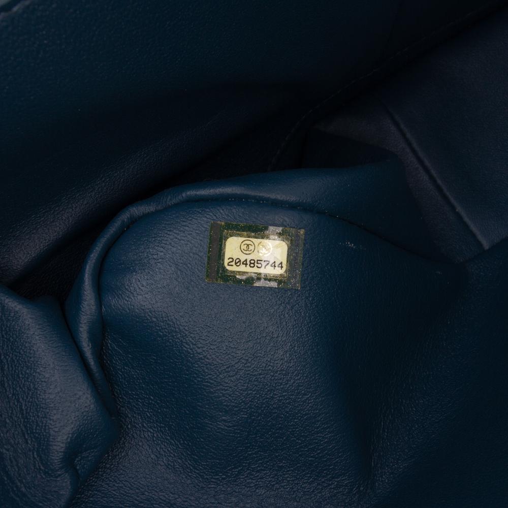 Chanel AB Chanel Blue Peacock Caviar Leather Leather Jumbo Classic Iridescent Caviar Double Flap Italy