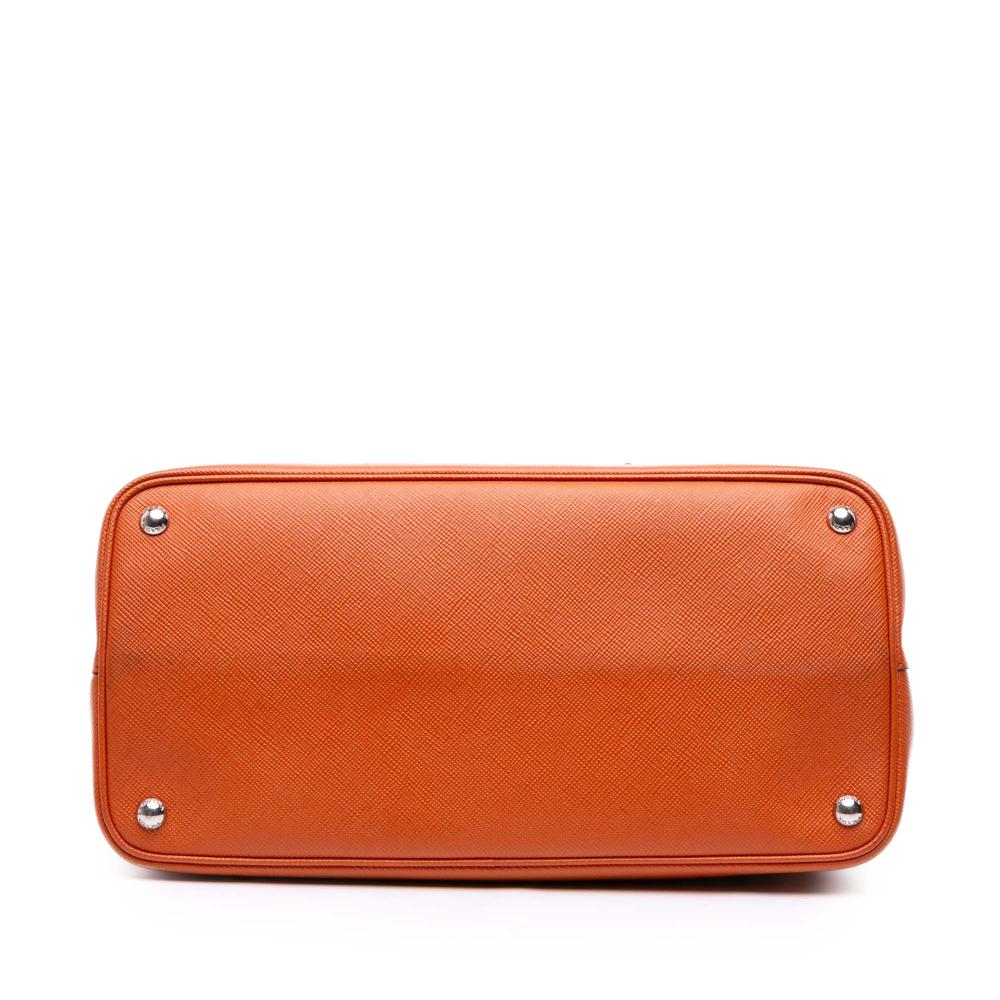 Prada B Prada Orange Saffiano Leather Medium Cuir Double Satchel Italy