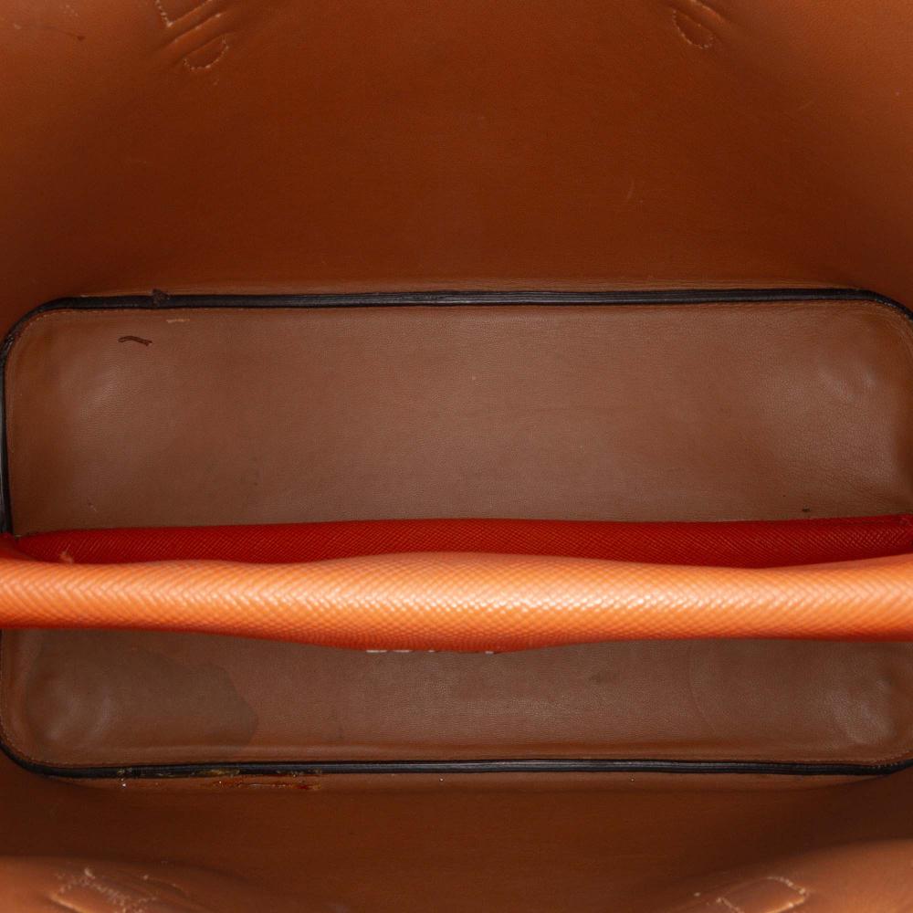 Prada B Prada Orange Saffiano Leather Medium Cuir Double Satchel Italy