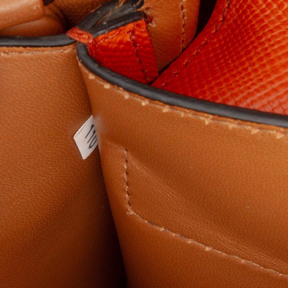 Prada B Prada Orange Saffiano Leather Medium Cuir Double Satchel Italy