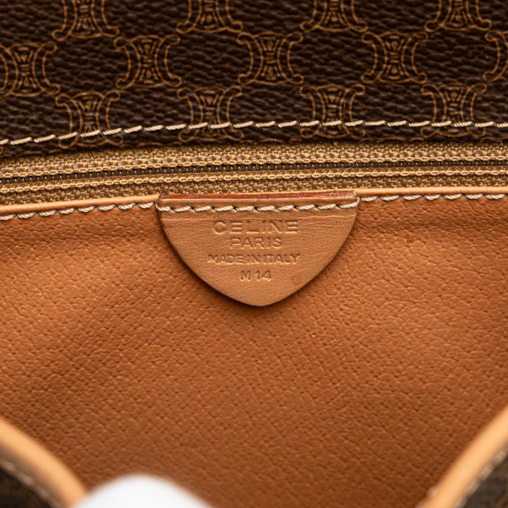 Celine B Celine Brown Coated Canvas Fabric Macadam Crossbody Italy