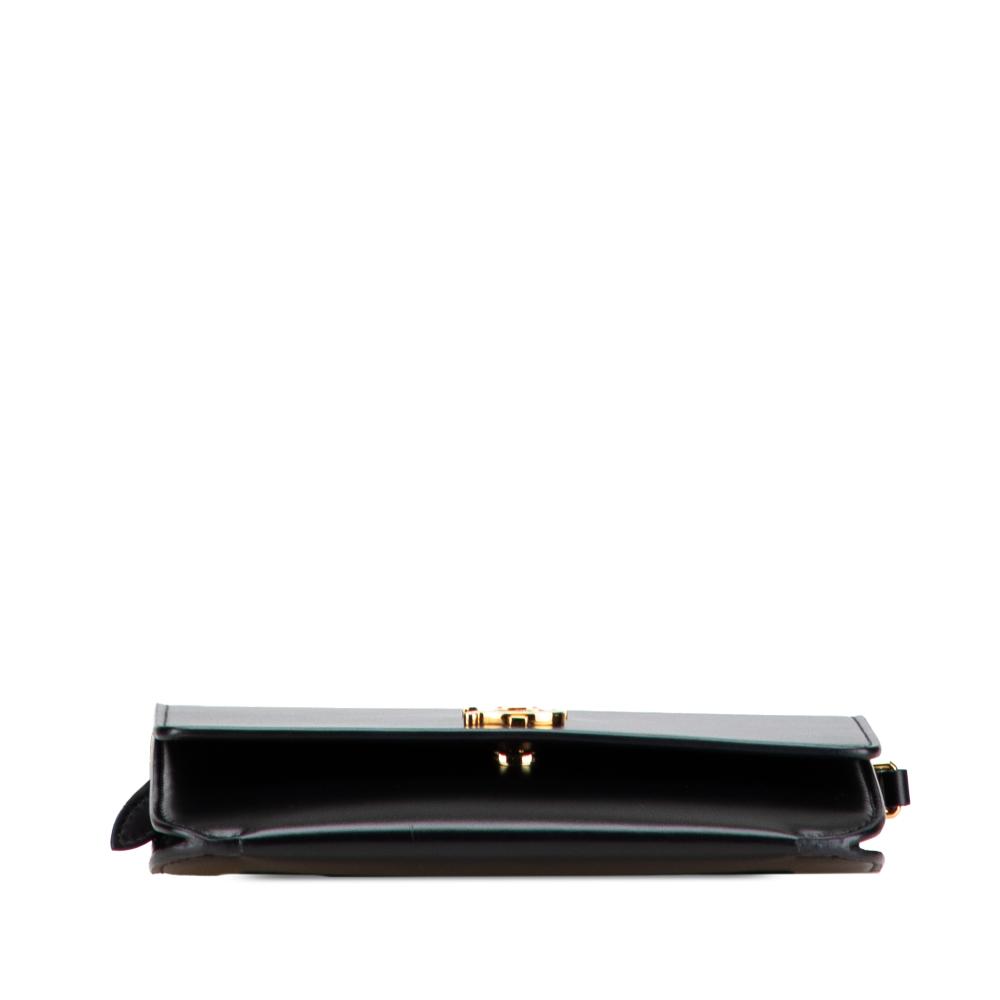 Burberry B Burberry Black Calf Leather Mini TB Monogram Flat Crossbody Italy