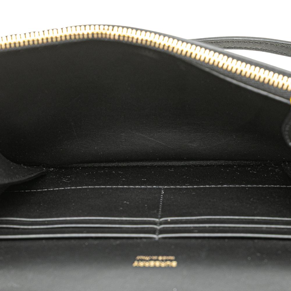 Burberry B Burberry Black Calf Leather Mini TB Monogram Flat Crossbody Italy