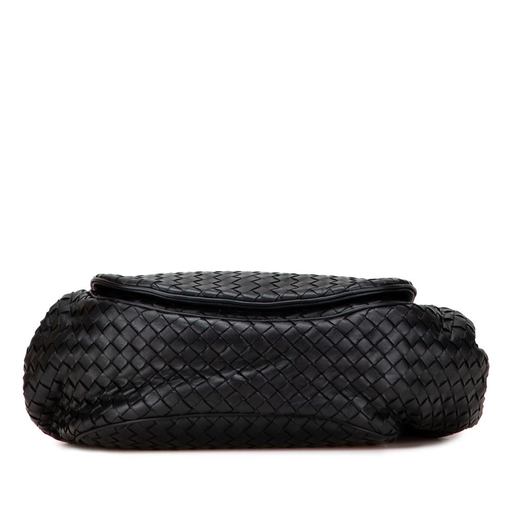 Bottega Veneta B Bottega Veneta Black Nappa Leather Leather Nappa Intrecciato Flap Crossbody Italy