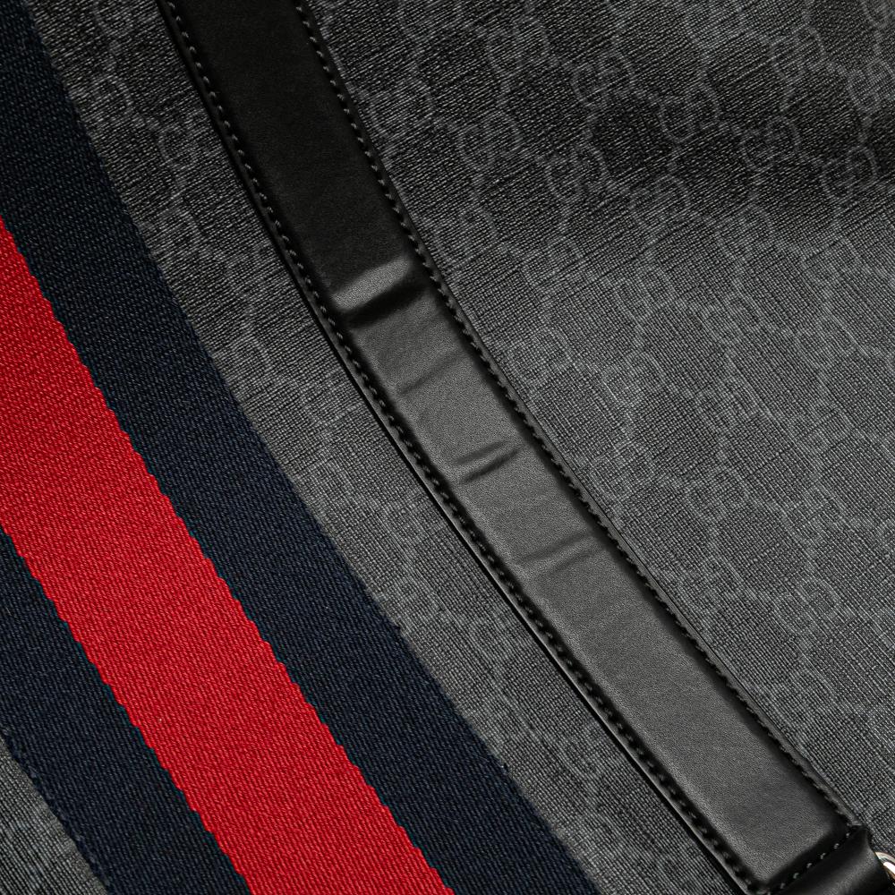 Gucci AB Gucci Black Coated Canvas Fabric Large GG Supreme Web Tote Italy