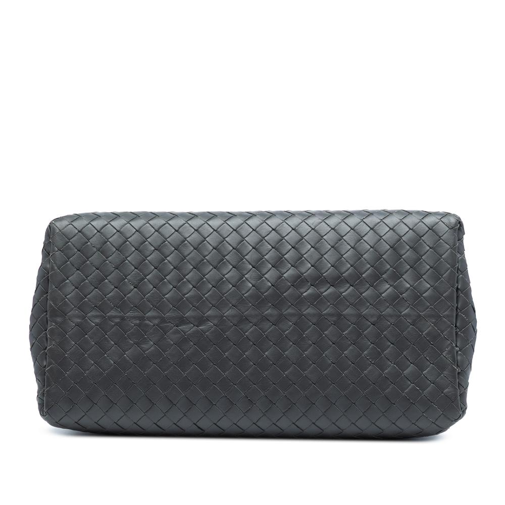 Bottega Veneta B Bottega Veneta Gray Dark Gray Nappa Leather Leather Small Nappa Intrecciato Roma Satchel Italy