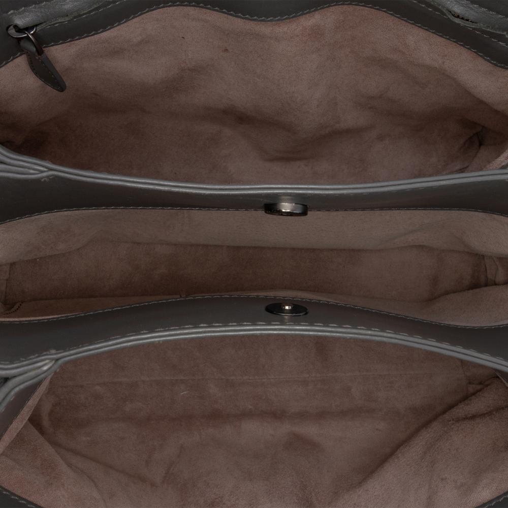 Bottega Veneta B Bottega Veneta Gray Dark Gray Nappa Leather Leather Small Nappa Intrecciato Roma Satchel Italy