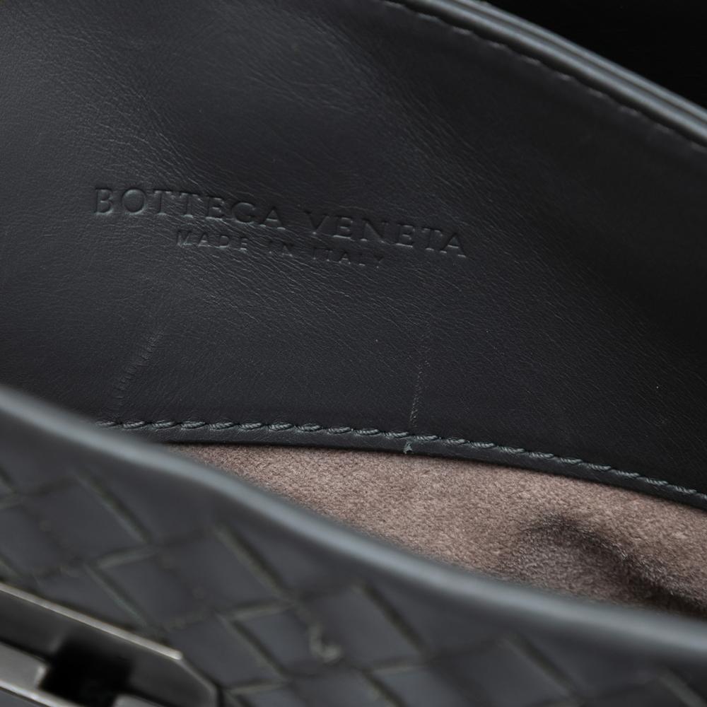 Bottega Veneta B Bottega Veneta Gray Dark Gray Nappa Leather Leather Small Nappa Intrecciato Roma Satchel Italy