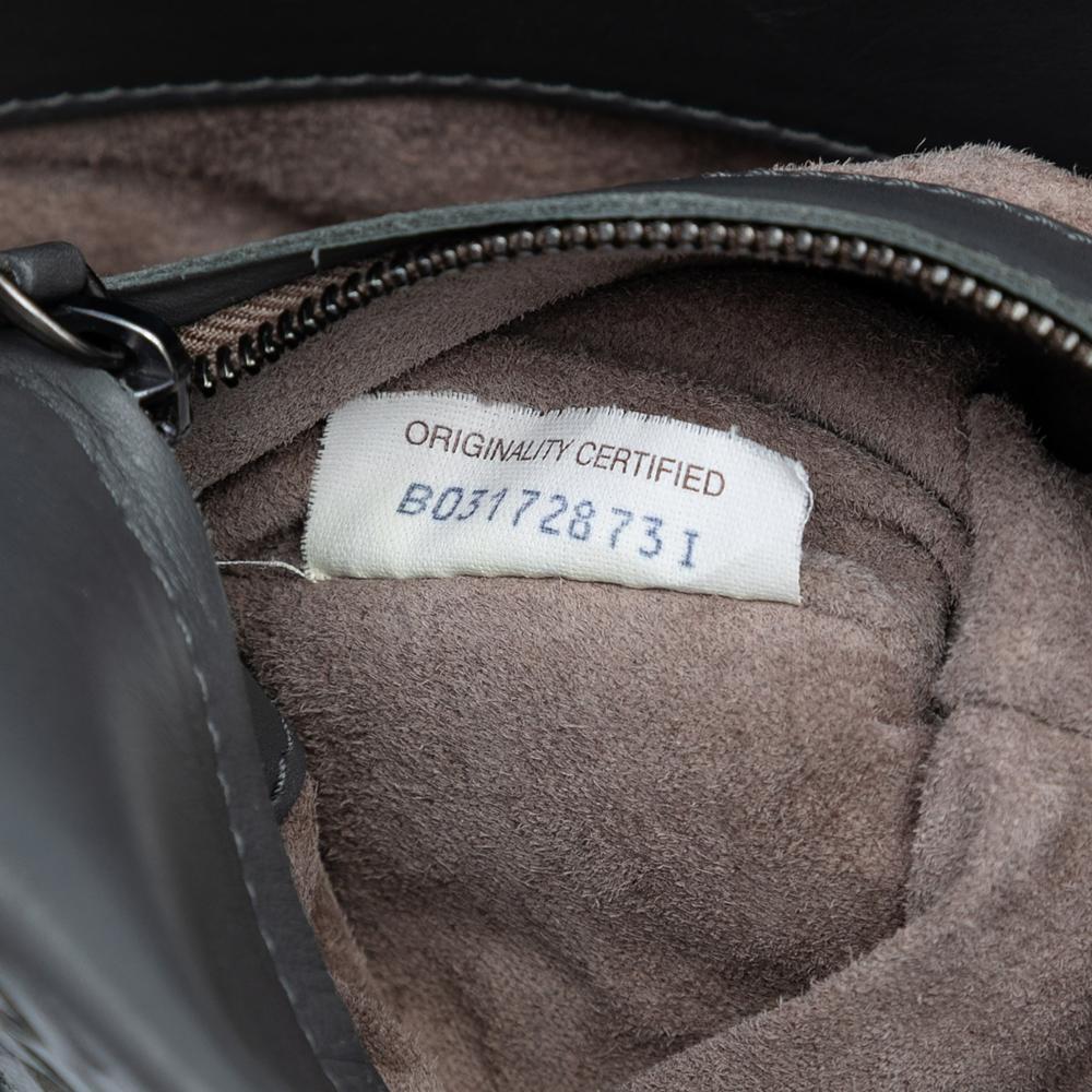 Bottega Veneta B Bottega Veneta Gray Dark Gray Nappa Leather Leather Small Nappa Intrecciato Roma Satchel Italy