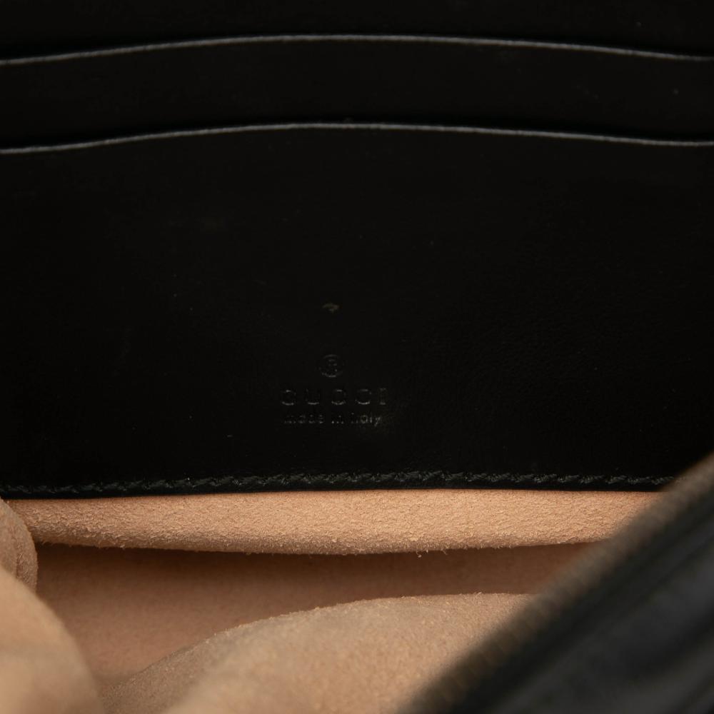 Gucci AB Gucci Black Calf Leather GG Marmont Matelasse Round Wristlet Clutch Italy