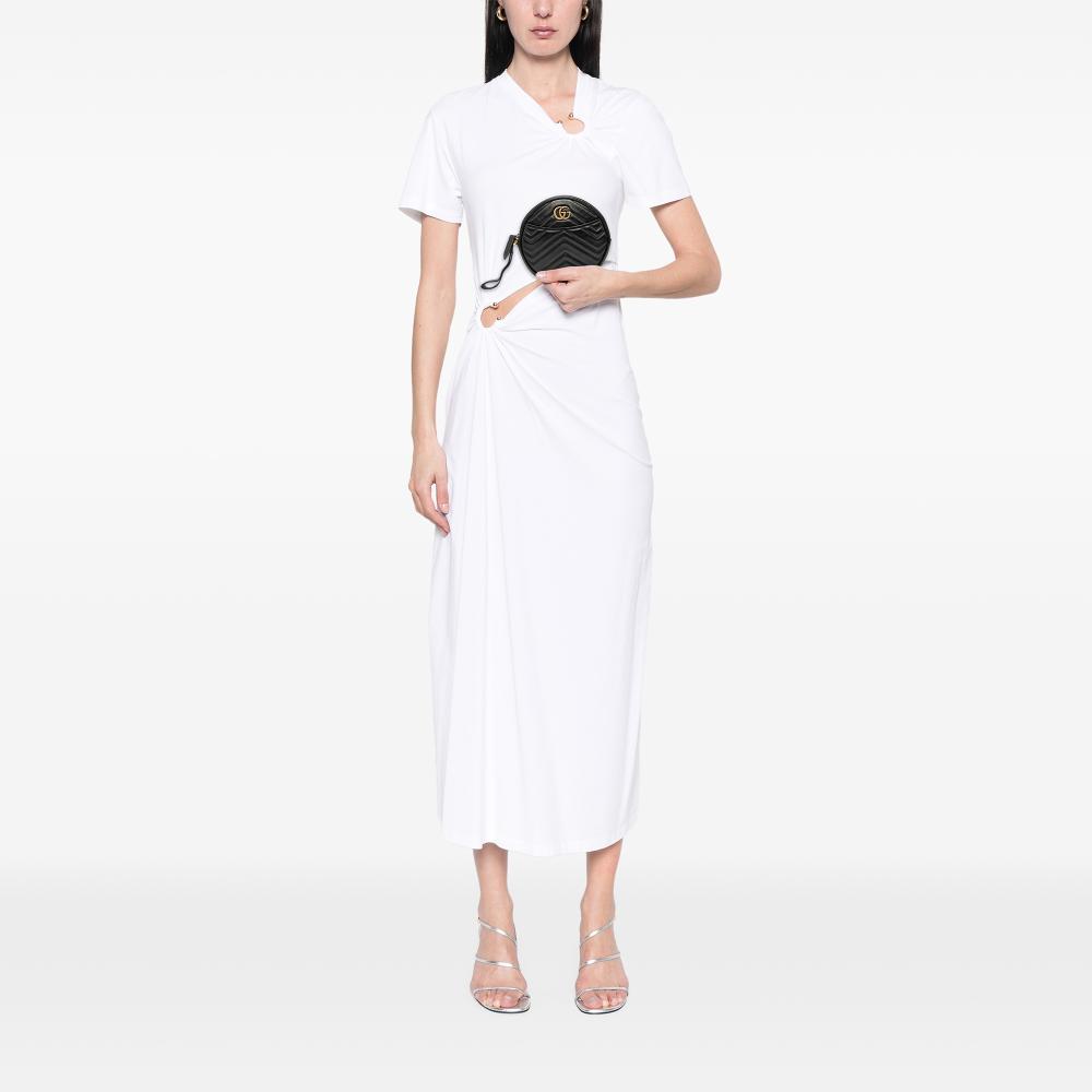 Gucci AB Gucci Black Calf Leather GG Marmont Matelasse Round Wristlet Clutch Italy