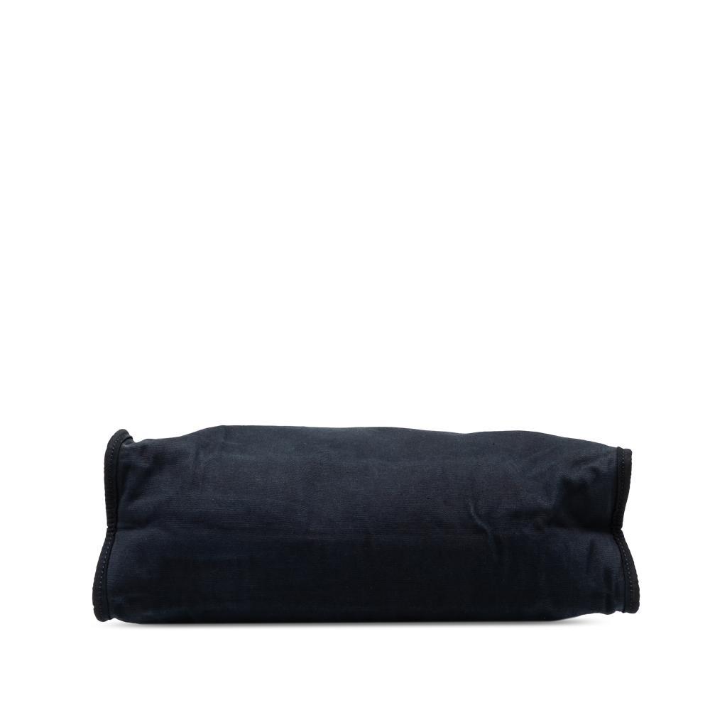 Hermès B Hermès Blue Navy with Brown Dark Brown Canvas Fabric Toile and Vache Hunter Herbag Zip 31 France