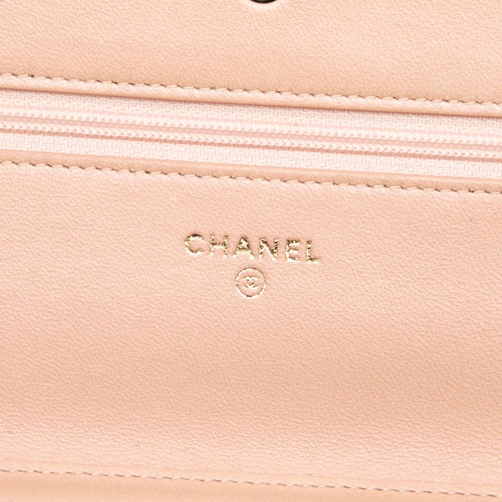 Chanel AB Chanel Black Patent Leather Leather Quilted Patent Boy Wallet on Chain Italy